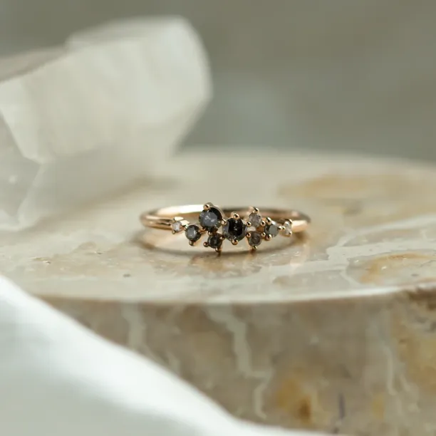 Gold ring with salt and pepper diamonds CLARA Image