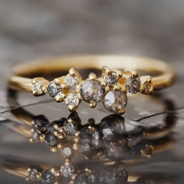 Gold ring with salt and pepper diamonds CLARA Image