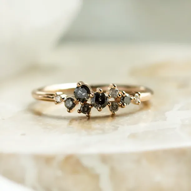 Gold ring with salt and pepper diamonds CLARA Image