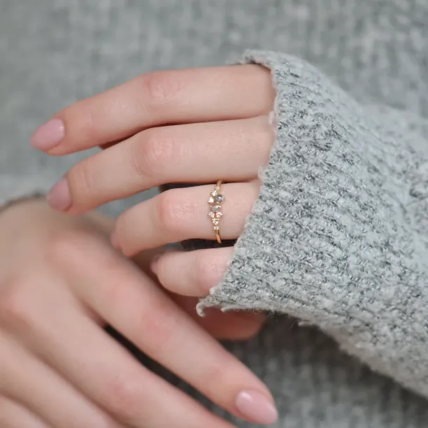 Gold ring with salt and pepper diamonds CLARA Image