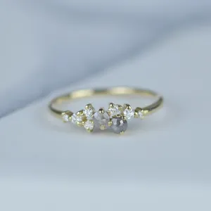 Gold ring with salt and pepper diamonds CLARA Thumbnail
