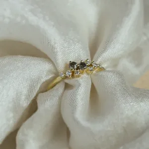 Gold ring with salt and pepper diamonds CLARA Thumbnail