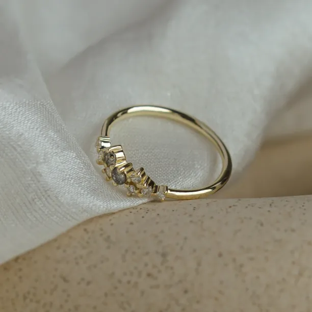 Gold ring with salt and pepper diamonds CLARA Image