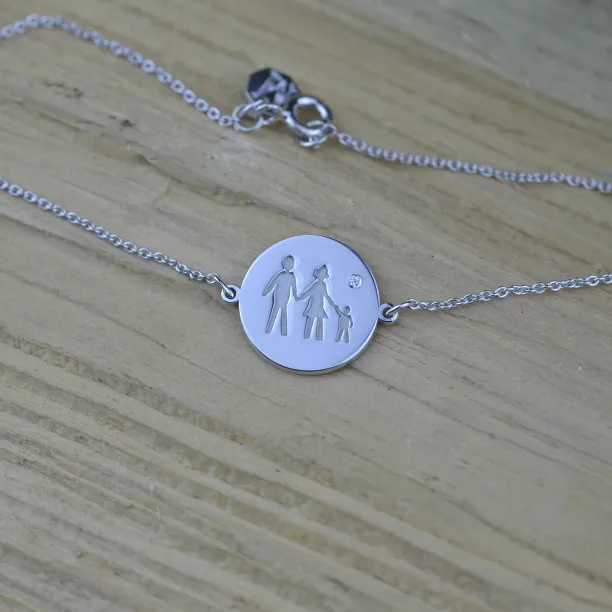 Stříbrný náramek s rytinou a diamantem ZERA Image