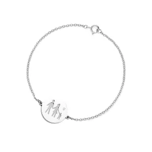 Stříbrný náramek s rytinou a diamantem ZERA Thumbnail