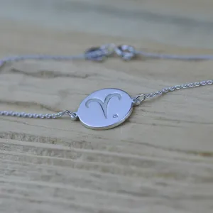 Stříbrný náramek se znamením zvěrokruhu s diamantem ZOD Thumbnail