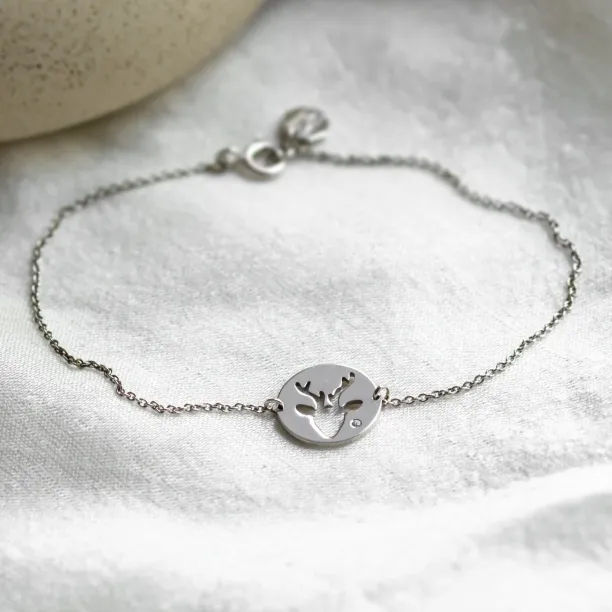 Stříbrný náramek s diamantem ve tvaru jelena JILL Image