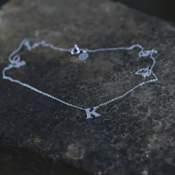 Stříbrný náhrdelník s písmenkem a diamantem VERTE Image