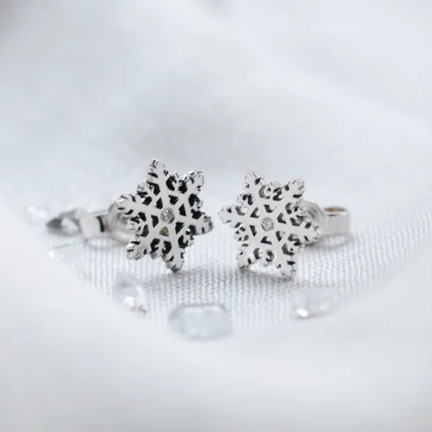 Stříbrné vločky ARIANA s diamanty Image