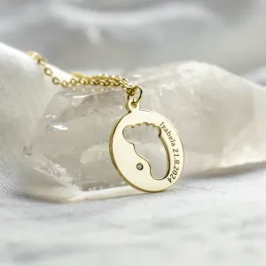 EIIA gold diamond pendant with baby foot trace Thumbnail