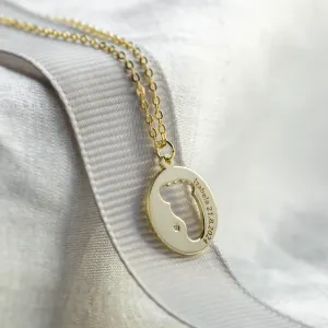 EIIA gold diamond pendant with baby foot trace Thumbnail