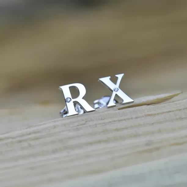 Personalizované náušnice s diamantem ze stříbra QUNTI Image