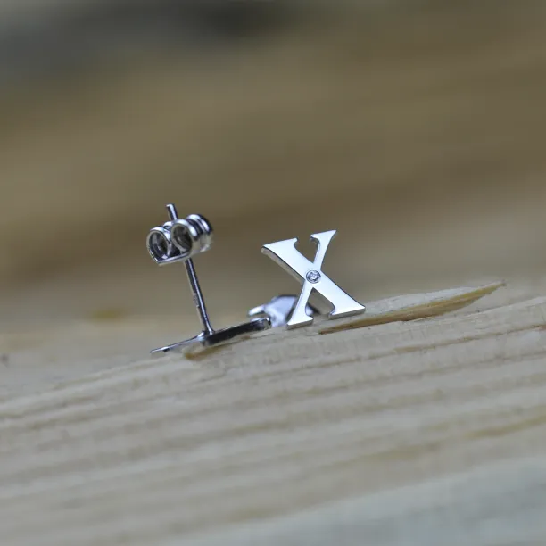 Personalizované náušnice s diamantem ze stříbra QUNTI Image