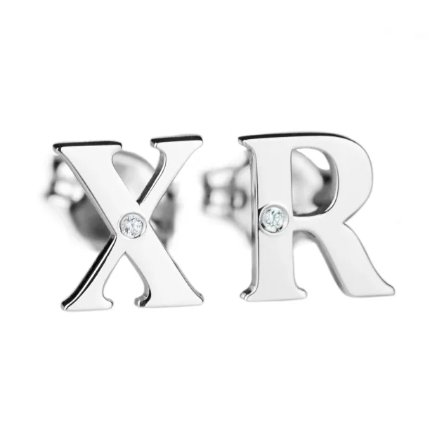 Personalizované náušnice s diamantem ze stříbra QUNTI Image