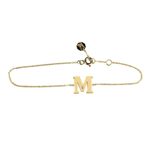 Stříbrný náramek s písmenkem a diamantem KALIN Image