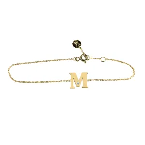 Stříbrný náramek s písmenkem a diamantem KALIN Thumbnail