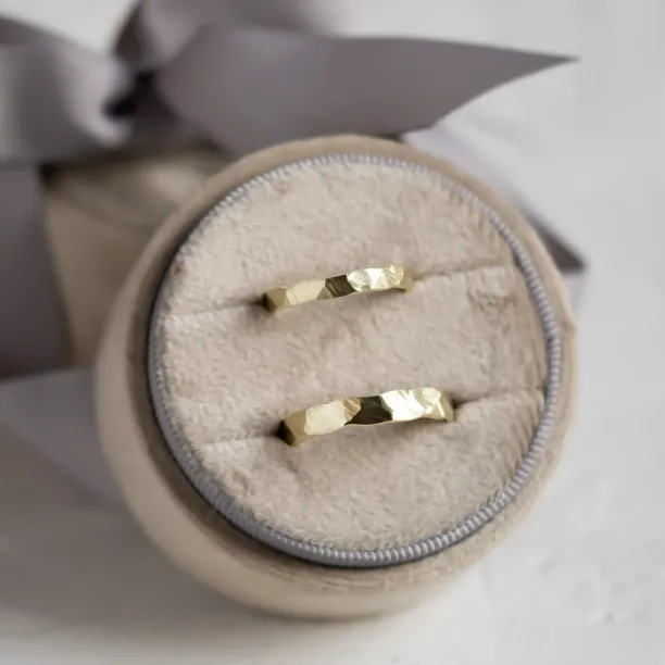 Gold wedding rings with a relief surface TRINVI Image