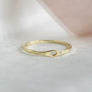Gold ring with diamond with engraving heart VENI Thumbnail