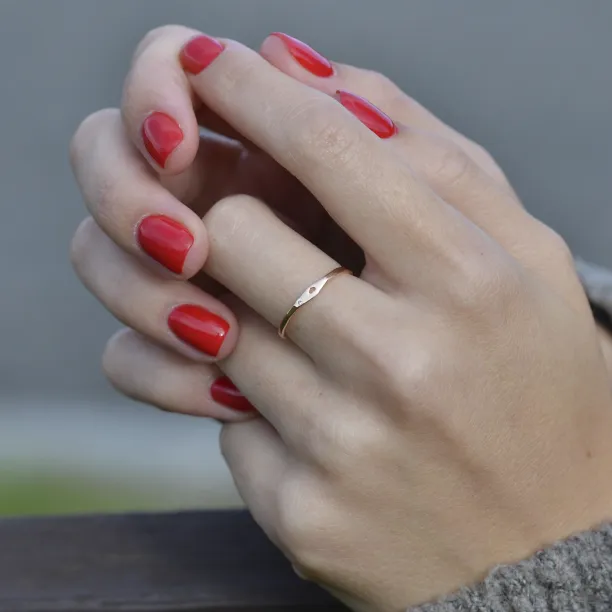 Gold ring with diamond with engraving heart VENI Image