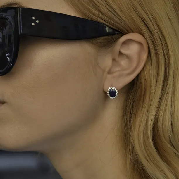 Elegantní zlaté naušnice se safírem a diamanty JUFINI Image