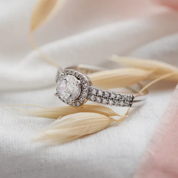 Diamonds and moissanite engagement ring KATI Image