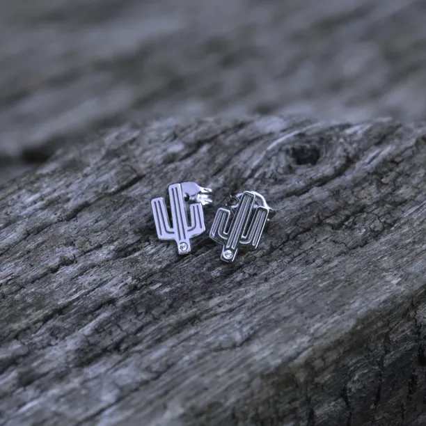KOVE kaktus autentické stříbrné diamantové náušnice Image