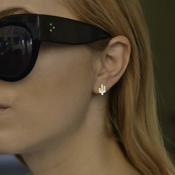 KOVE kaktus autentické stříbrné diamantové náušnice Image