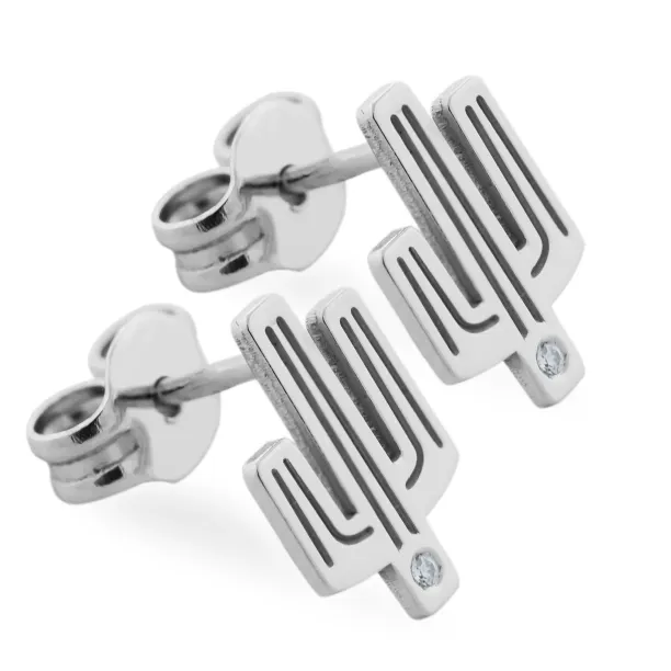 KOVE kaktus autentické stříbrné diamantové náušnice Image