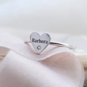 Stříbrný prsten s gravírem a diamantem BELE Thumbnail