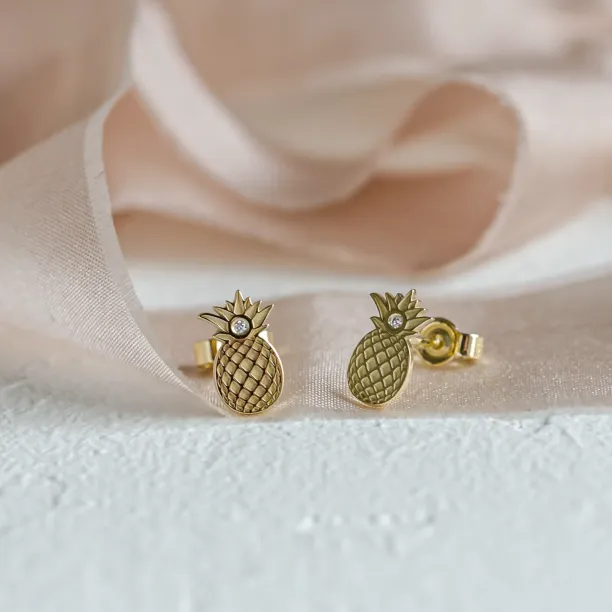 Zlaté minimalistické náušnice ve tvaru ananasu KATO Image