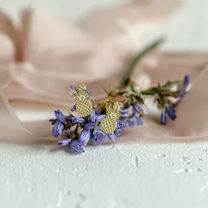 Zlaté minimalistické náušnice ve tvaru ananasu KATO Thumbnail