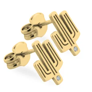 KOVE kaktus autentické zlaté diamantové náušnice Thumbnail