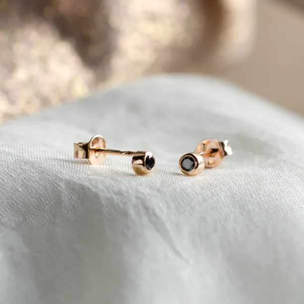 ANY Golden stud earrings with a black diamond Image