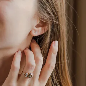 Zlaté minimalistické puzetové náušnice s diamanty ANY Thumbnail