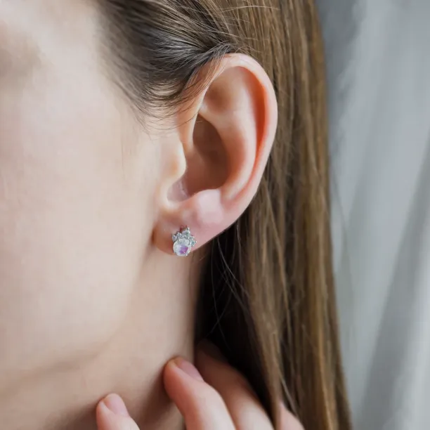 Zlaté náušnice s měsíčním kamenem a diamanty MONY Image