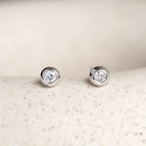 Zlaté minimalistické puzetové náušnice s diamanty ANY Thumbnail