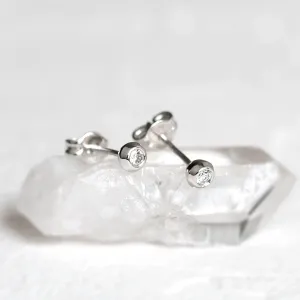 Zlaté minimalistické puzetové náušnice s diamanty ANY Thumbnail