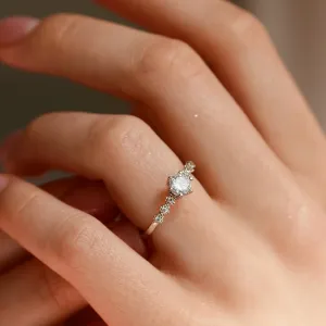 MISI gold diamond engagement ring with moissanite 0.5ct Thumbnail