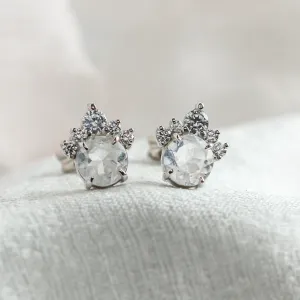 Zlaté náušnice s měsíčním kamenem a diamanty MONY