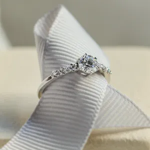 MISI gold diamond engagement ring with moissanite 0.5ct Thumbnail