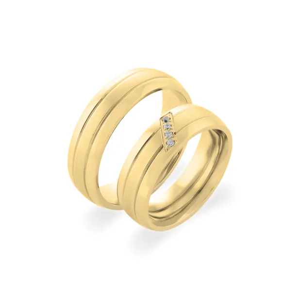 Klasické zlaté snubní prsteny s diamanty VESTA Image