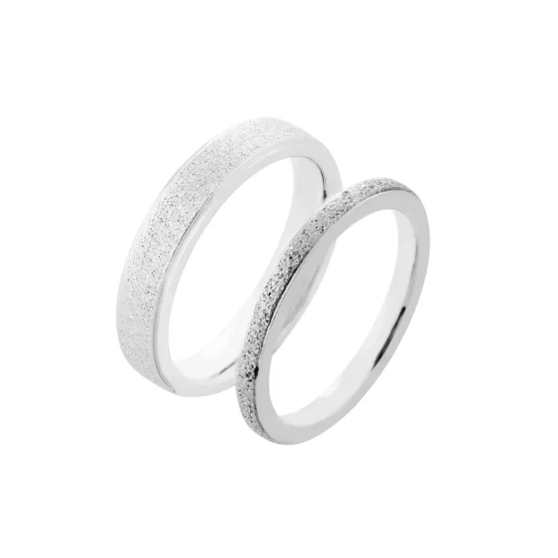 Zlaté snubní prsteny z kombinovaným matným povrchem LIDE Image