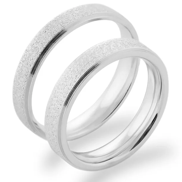 Zlaté snubní prsteny z kombinovaným matným povrchem LIDE Image