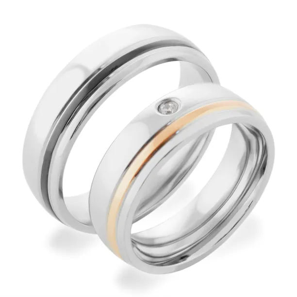 Snubní prsteny s diamantem z kombinovaného zlata ELIS Image