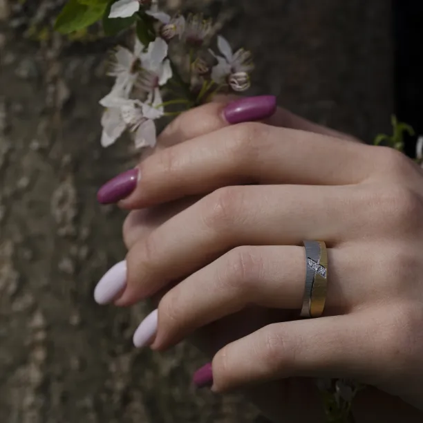 Matné snubní prsteny s diamanty z kombinovaného zlata DIDO Image