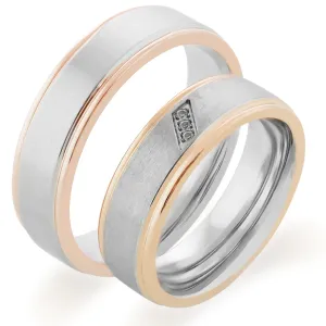 Snubní prsteny z kombinovaného zlata s diamanty LILLE Thumbnail