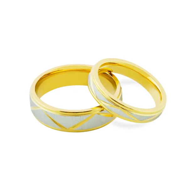 Snubní prsteny s geometrickými tvary z kombinovaného zlata LUND Image