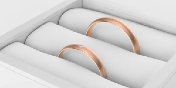 Komfortní snubní prsteny s diamantem z růžového zlata (matný) Thumbnail