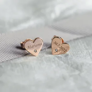 Zlaté minimalistické náušnice s gravírem a diamanty SVETTE Thumbnail