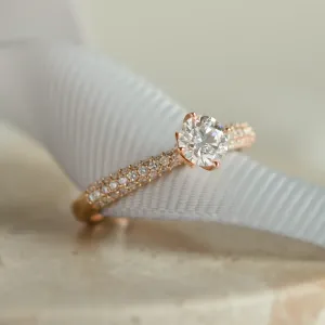 LIVKE classic gold diamond engagement ring Thumbnail